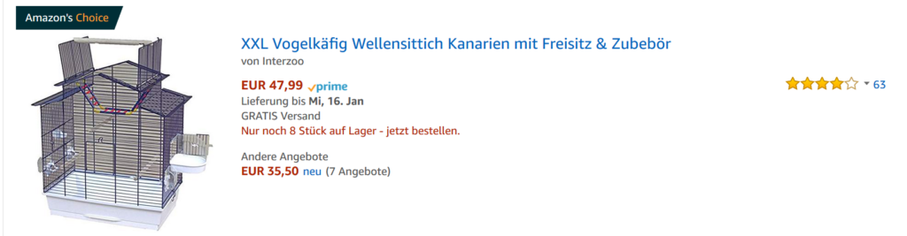 Vogelkäfig schlecht